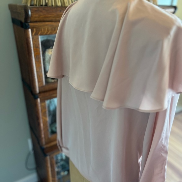 Zara mauve pale pink silk look long sleeve blouse medium - Picture 6 of 9